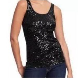 Black Sequin Y2K Tank Top